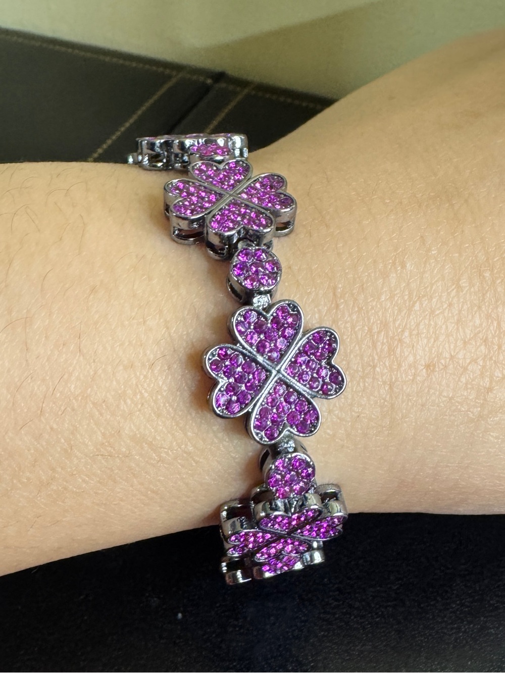 Pink Clover Crystal Bracelet - Women Jewelry